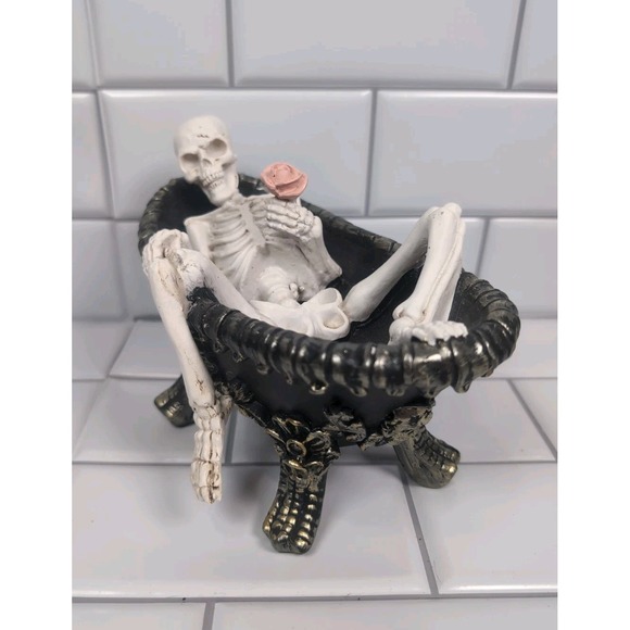 Other - Skeleton figurine In Claw foot Tub Halloween Decor Skull Roses